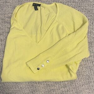Tribal XXL Yellow Lightweight Knit Top with Button Cuff Sleeves